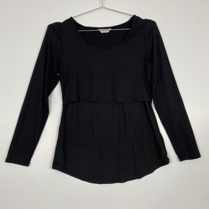 Kindred Bravely Shirt Womens Medium Black Nursing Maternity Long Sleeve Top